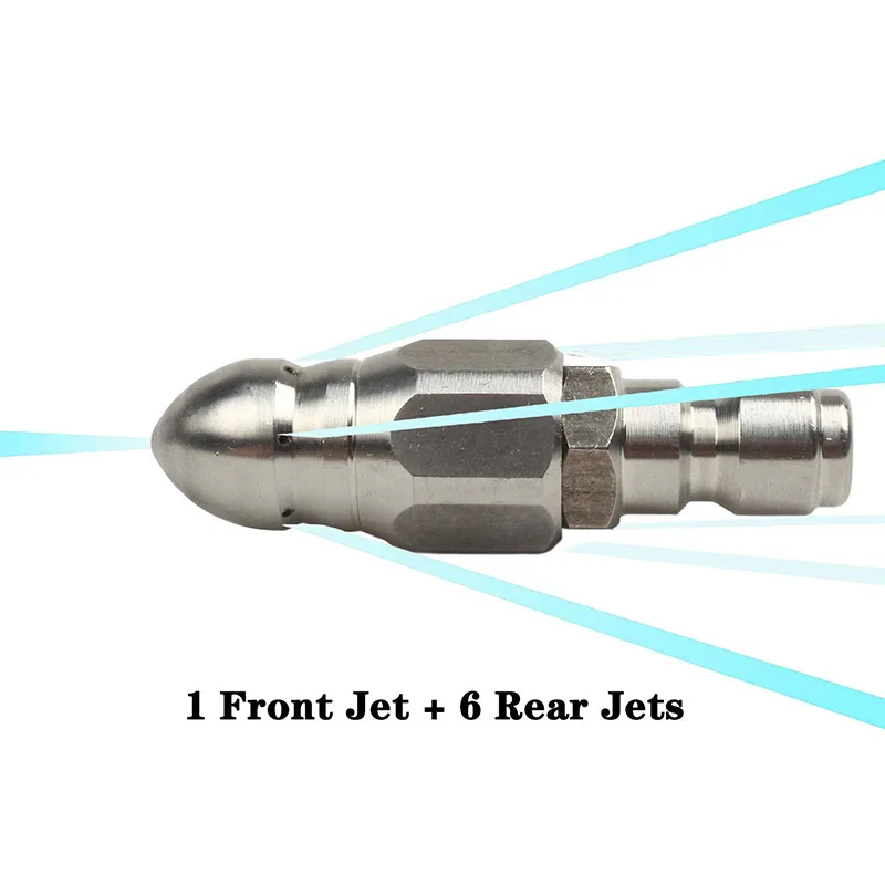 Buse de jet d'égout pour nettoyeur haute pression, acier inoxydable, conception durable, connecteur rapide, 1,4"