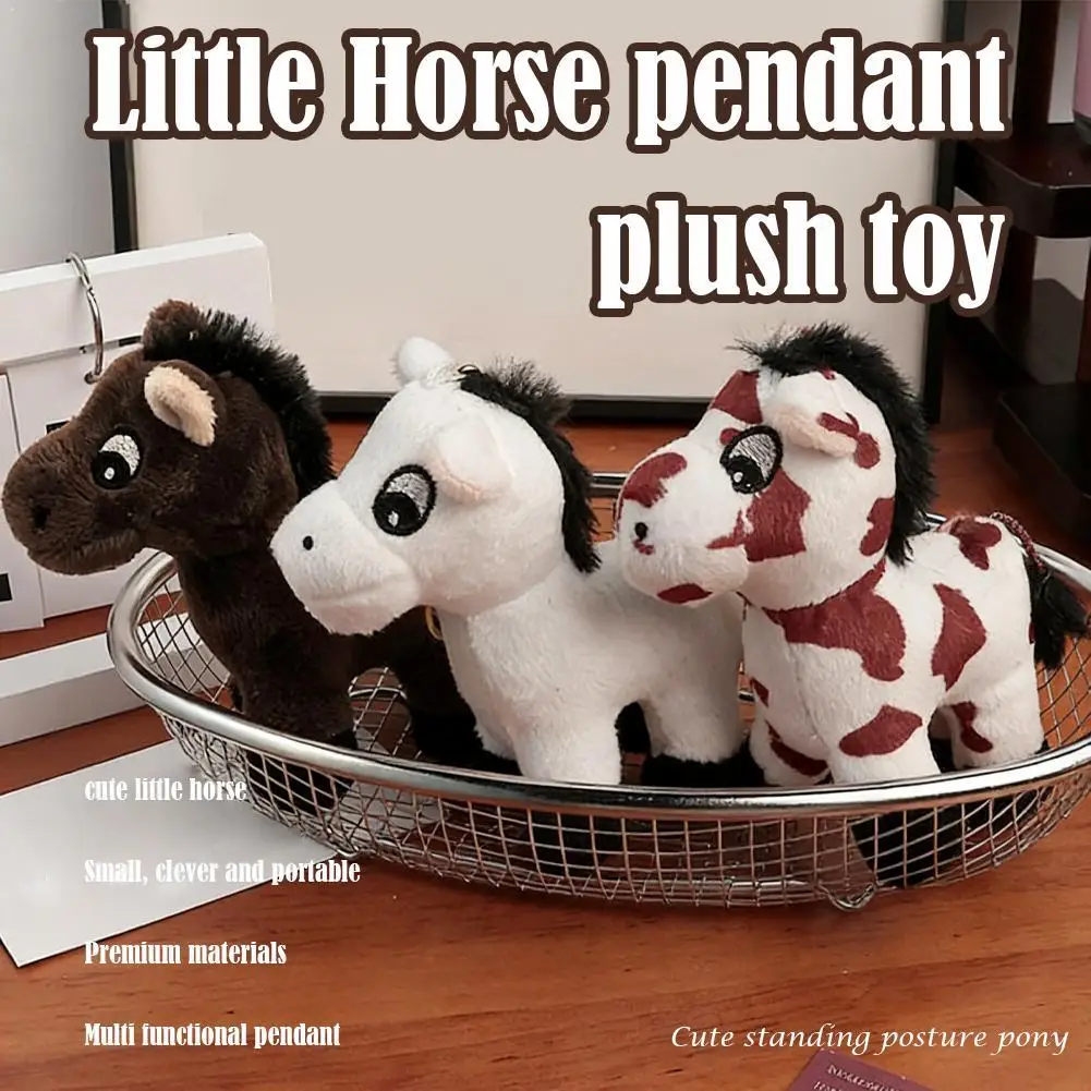 

Plush Pony Keychain Toy Mascot for the Year of the Horse Pendant, Cute Soft Small Doll Bag Pendant Keyring Decor Gifts