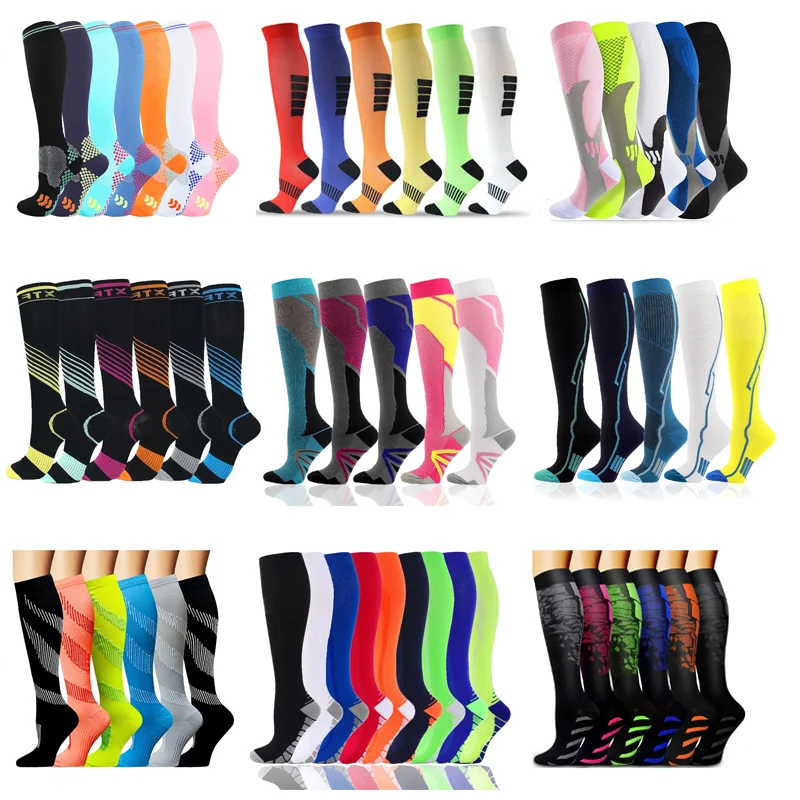 5/6/7 Double Compression Socks Men Women Marathon Football Hiking Sports Socks Medical Varicose Diabetes Pregnancy Elastic Socks