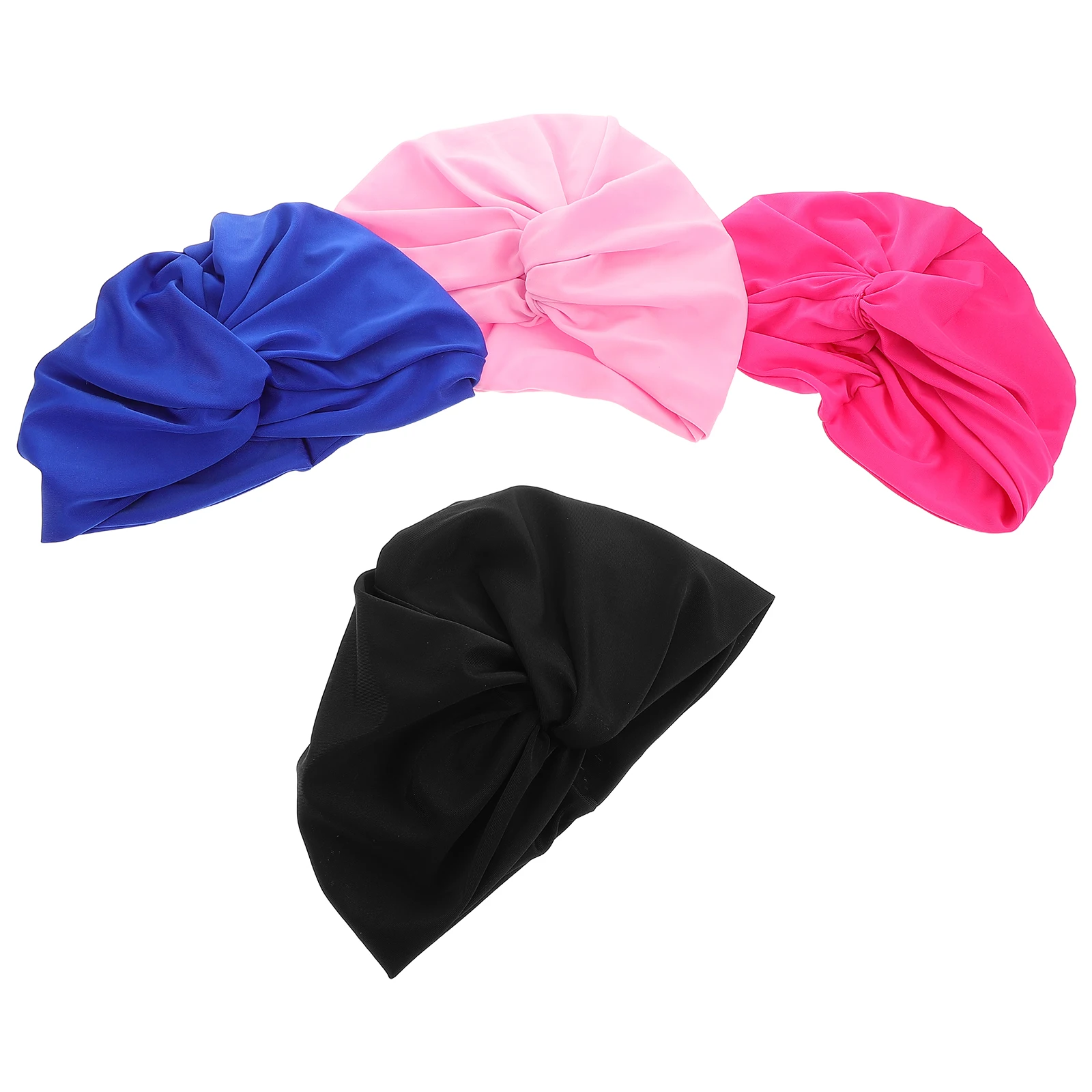 

4 PCS Multi-layer Pleated Swimming Cap Girls Caps for Women Wrinkle Reusable Shower Nylon Miss