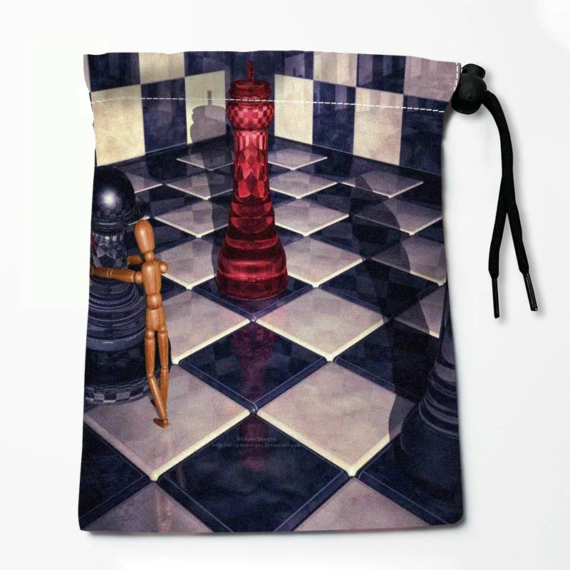 Chess Drawstring Bags Festive Accessories 25X32CM Peach Skin Fabric Resuable Storage Clothes Bag Tarot Bag