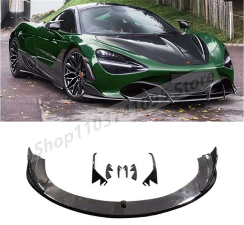 Real Carbon Fiber Front Bumper Splitters Cup Flaps Lid Spoiler Lip For Mclaren 720S 2017 2018 2019 2020 2021