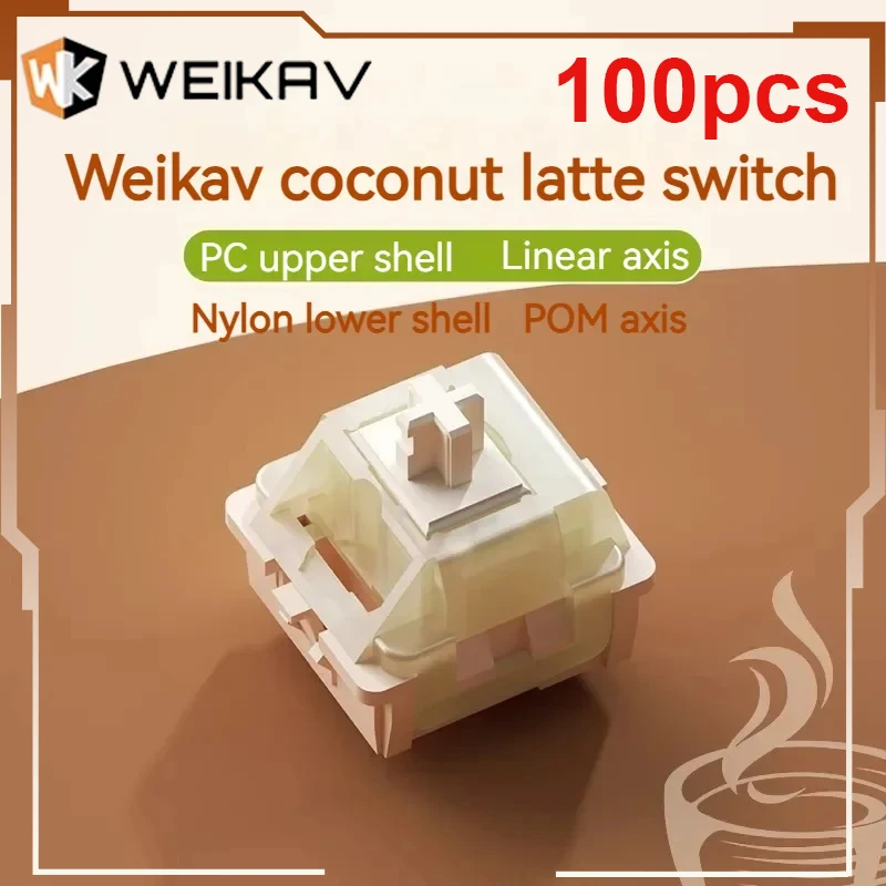 100pcs Weikav Coconut Latte Switch Mechanical Keyboard Switches Hifi Seiyuu Mahjong Sound 5pin Linear Axis Mx Switch Diy Custom