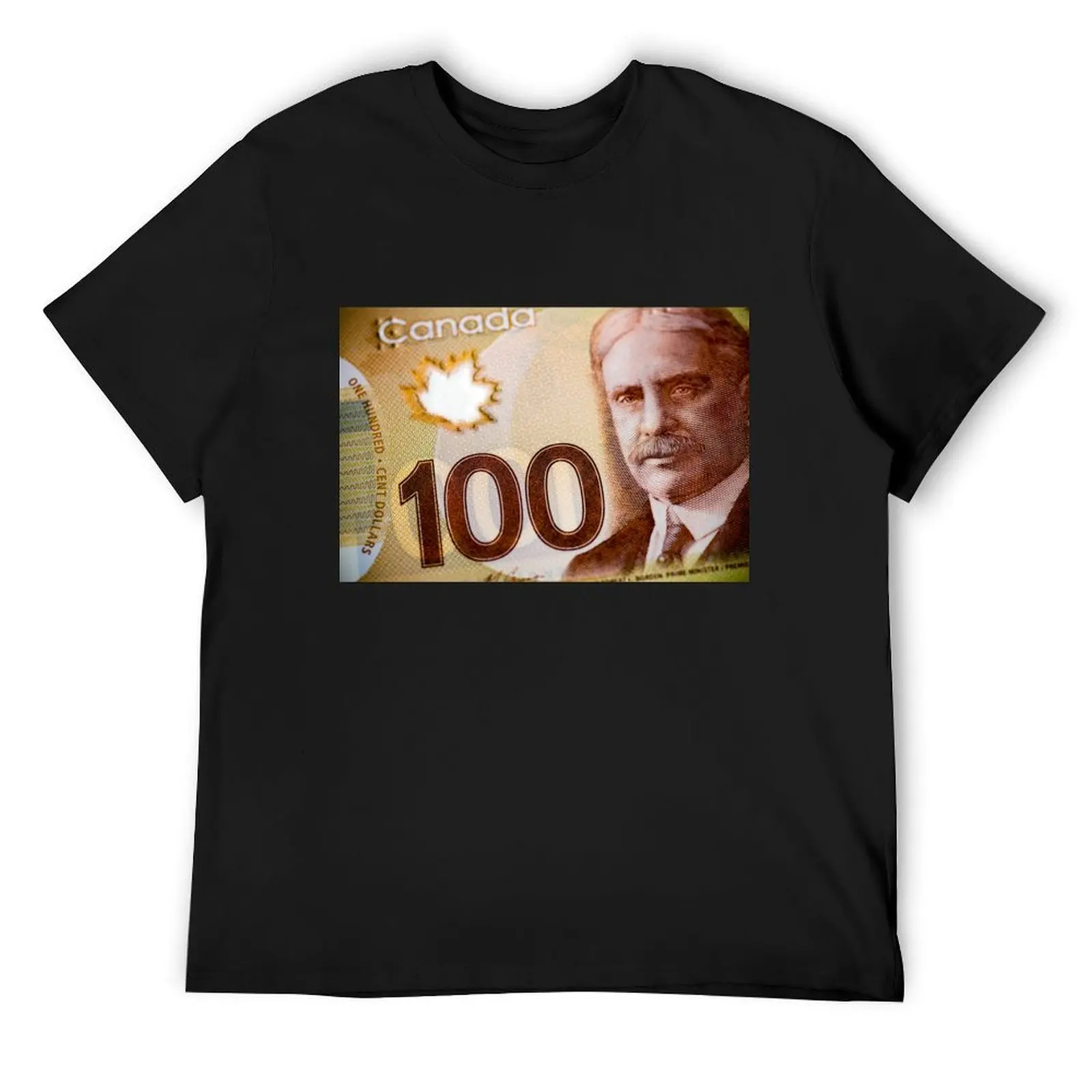 Canadian 100 Dollar Currency Money Banknote T-Shirt plain vintage compression shirt men