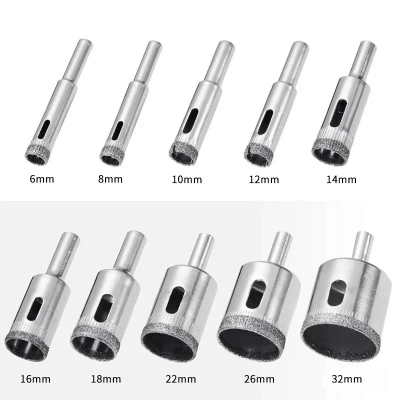 Drill Bit Set Diamond Coated Marble Glass Ceramic Porcelain Tile Granite Stone Bottles Hole Saw Cutter Power Construction Tool