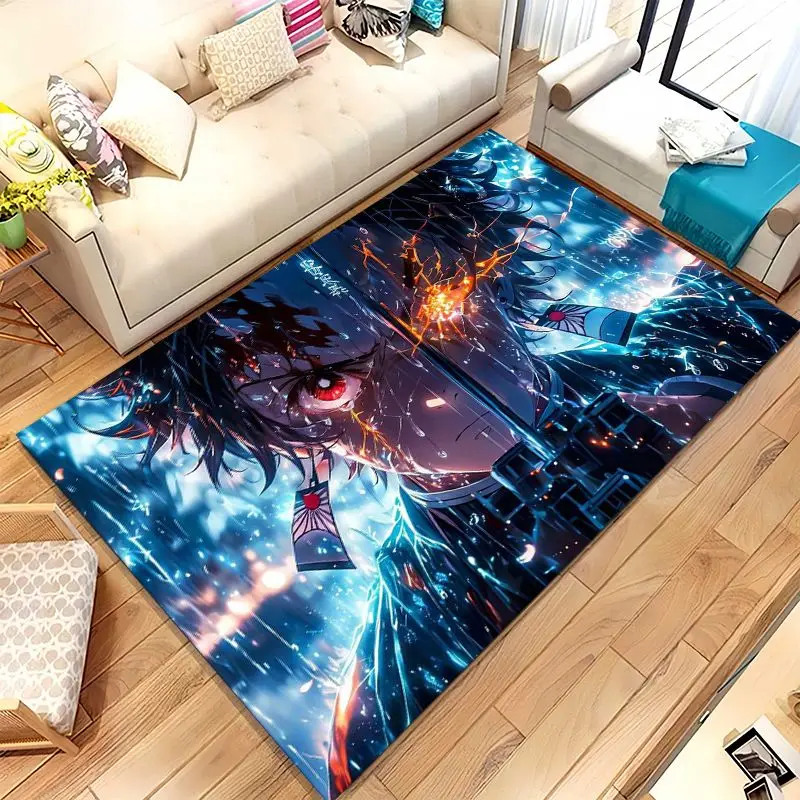 Demon Slayer Kimetsu no Yaiba Tanjiro Nezuko Anime Non-Slip Area Rug for Living Room,Bedroom Carpet Mat for Sofa,Home Decor Gift
