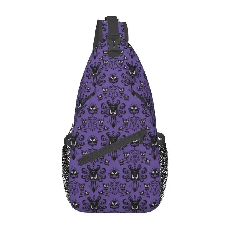 Personalized Happy Haunted Mansion Sling Bag Men Fashion Halloween Shoulder Crossbody Chest Backpack Travel Hiking Daypack