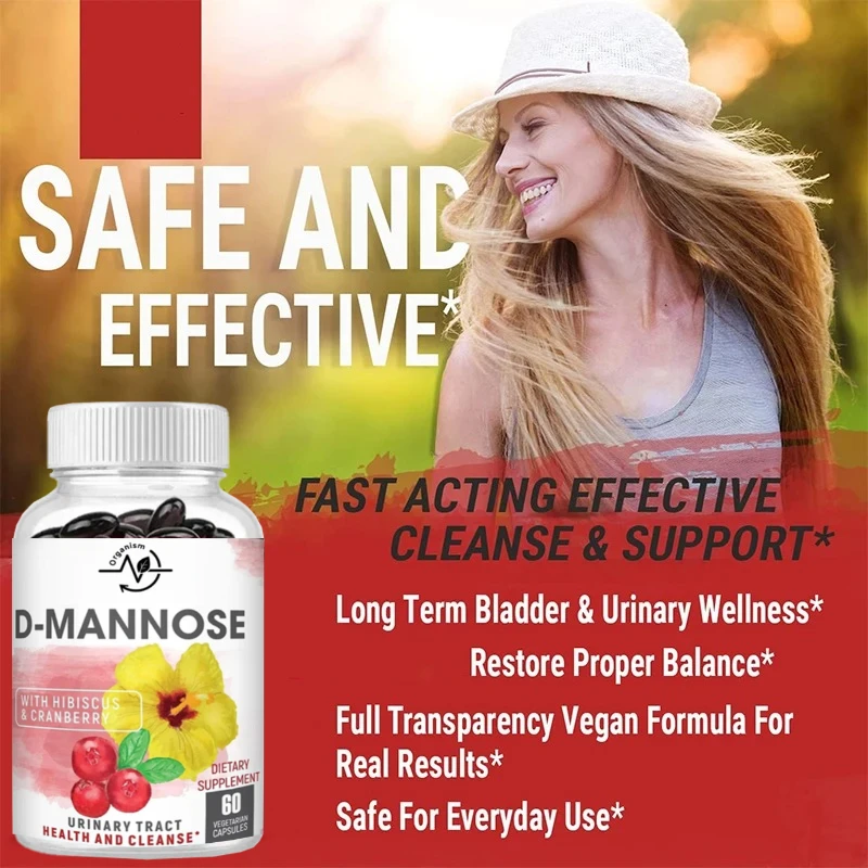 تركيبة صحية على شكل حرف D. مسحوق فاكهة التوت البري العضوي والكركديه. المثانة الصحية، التطهير الطبيعي. 60 كبسولة