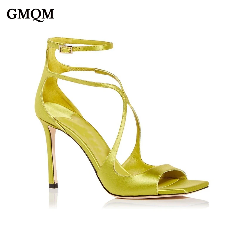 GMQM Brand Fashion Women‘s High Heels Gladiator Shoes Summer Sandals Stiletto Heels Summer Sandals Ankle Strap Designer Sandals