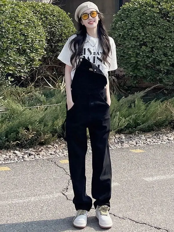 

Slimming Bla Denim Overalls for Women Spring Autumn New Sle plus Size Faionable Reducing Age Quali Faionable