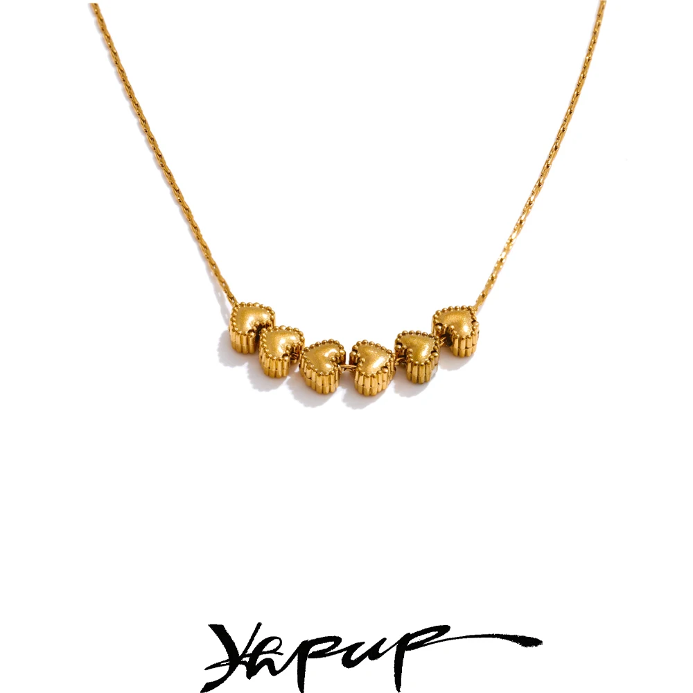 Yhpup Exquisite Herz-Liebes-Tropfen-Halskette, Valentinstagsgeschenk, romantischer Schmuck, goldenes Edelstahl-Charm-Zubehör