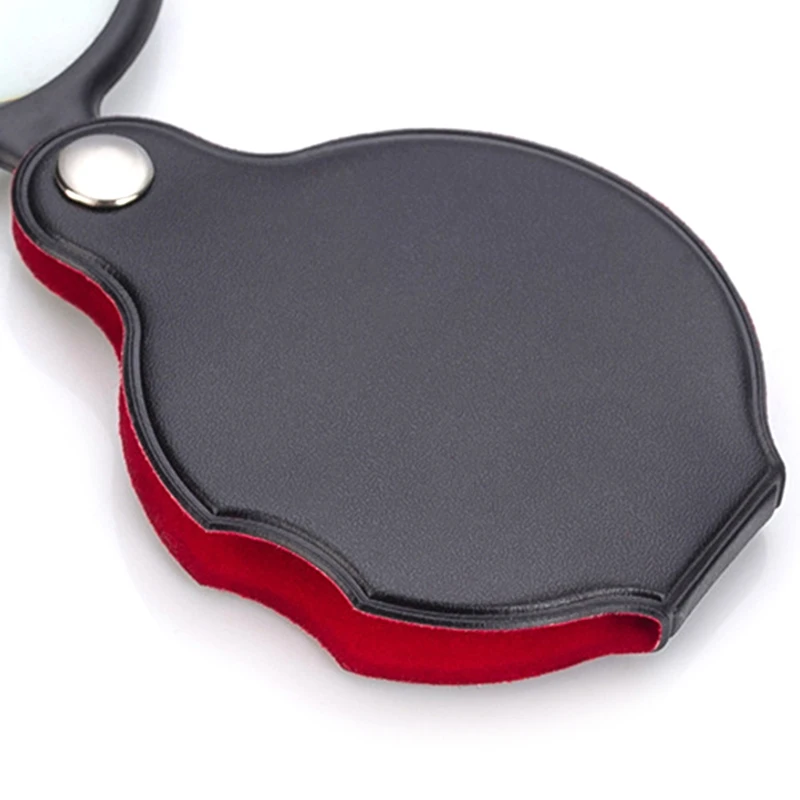 8X Small Pocket Magnify Glass Premium Folding Mini Magnifying Glass with Rotating Protective Leather Sheath Gift Drop Shipping