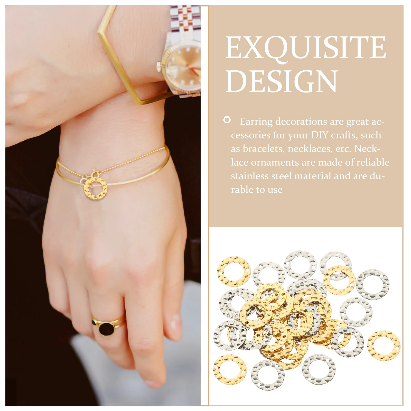 

40pcs Double Hole Disc Charms Stainless Steel Necklace Pendants Earrings Accessories Silver Gold _each DIY for Bracelets