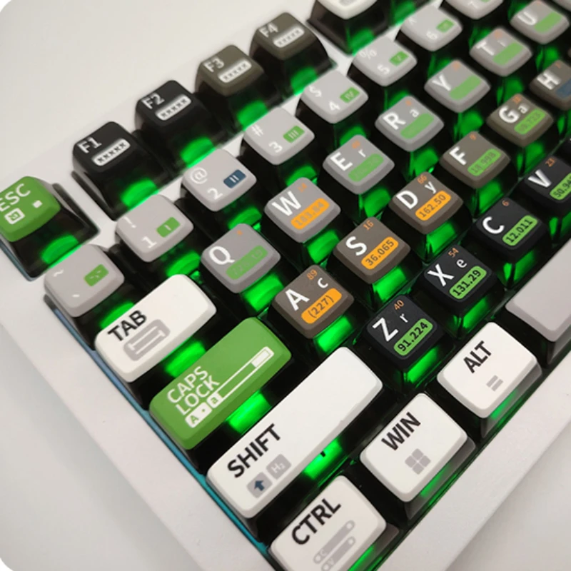 Chemical Elements Theme Key Cap Set PBT Translucent Dye Sublimation ASA Profile Fit 61/75/87/98/104 Mechanical Keyboard  Keycaps