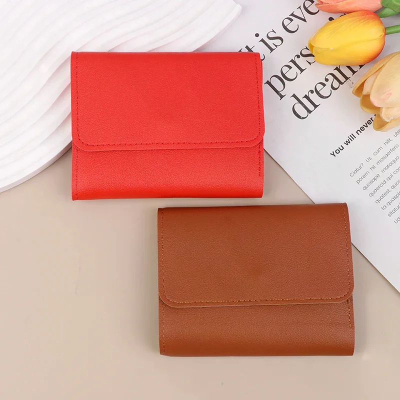 Multi-card Slot Solid Color Leather Card Case Bank Card Credit Card ID Bus Card Holder Wallet For Women Travel Card Organizer