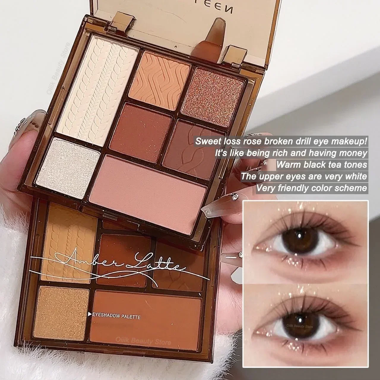 ใหม่ 7 สีอายแชโดว์ Multifunctional Brightening Contouring Eyes Shadow Palette Rose สีน้ําตาลทุกวัน Pigment อายแชโดว์