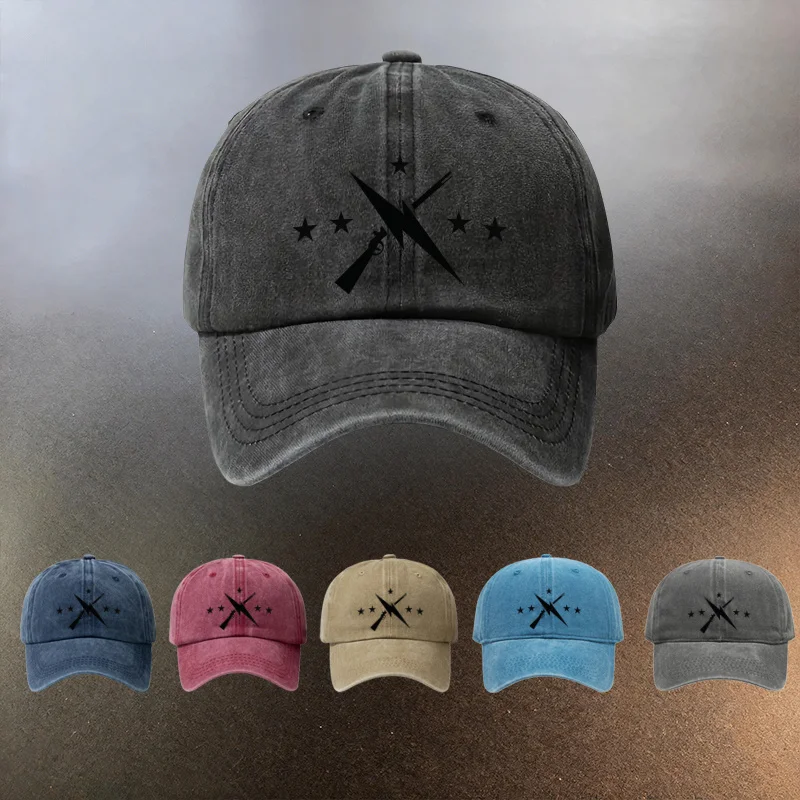 A Vintage-Style Distressed Printed Washed Cap, Perfect for Daily Outings As a Sun-Shielding Baseball Hat. A Must-Have for Fashio