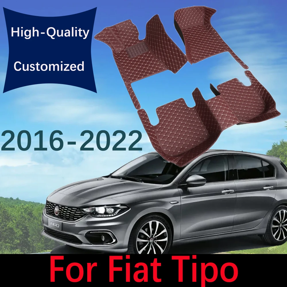 Custom Leather Car Floor Mats For Fiat Tipo Egea 2016~2022 Automobile Carpet Rugs Foot Pads Interior Accessories