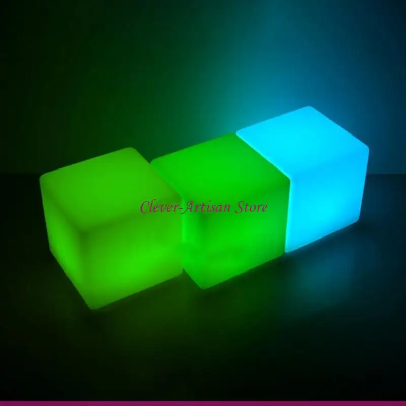 E06B Glowing Cube Square Stool LED Light Cube for Seat Chair Waterproof Rechargeable