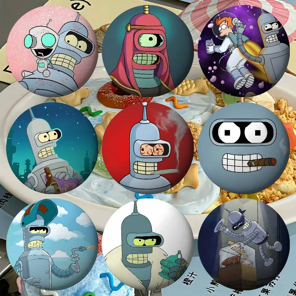 F-Futuramas-Bender Anime Badges Tinplate Soft Button Pin Brooch Metal Badge Custom Jewelry Accessories Hat Bag Lapel