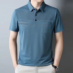2025 Summer New Style Men's Middle-aged and Young Lapel Pocket Breathable Fashion Casual Short-sleeved T-shirt POLO Shirt