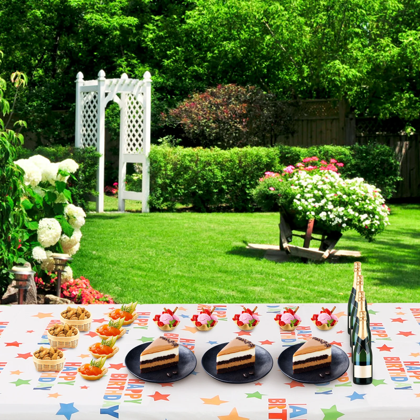

Waterproof Tablecloth Birthday Party Decorations Reusable Rectangular Pool Cover Large Size Polyester Material