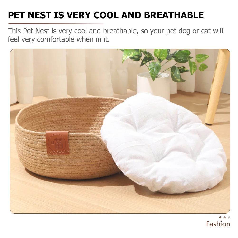 

Breathable Pet Bed Woven Cat Nest Summer Pet Nest for Cats and Small Dogs Design Long Lasting Use Summer Cat Bed