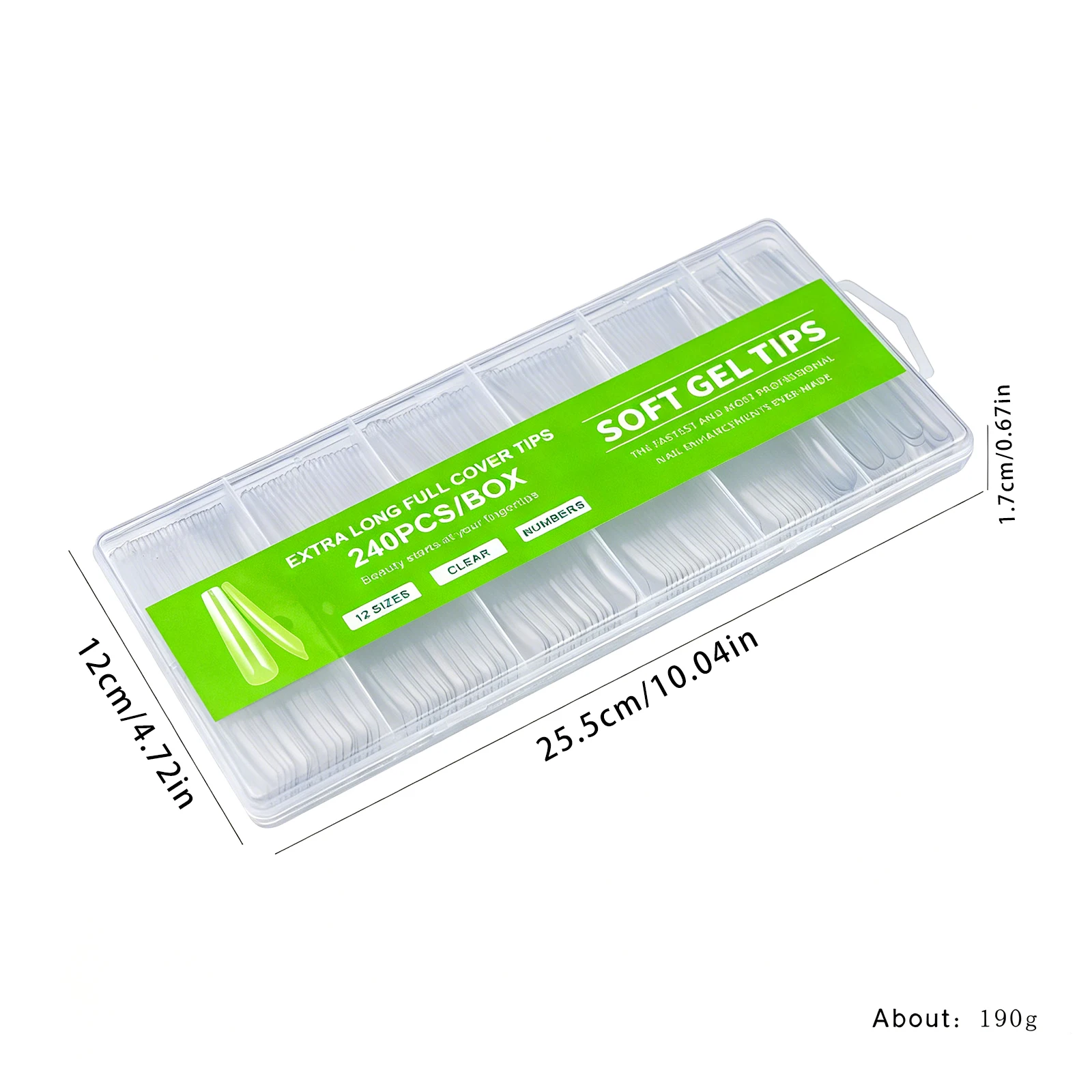 240 Stück Extra Lange Klare Weiche Gel-Nagelspitzen Künstliche Nagelverlängerungen Ohne Feile Benötigt Spurlose Faltbare Abziehbare Nagelspitzen-Box für Salons – Detail 18