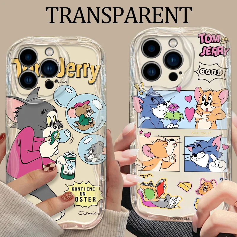 

T-Tom and J-Jerry Cream Phone Case For Apple iPhone 15 14 13 12 mini 11 XS XR X 8 7 6 6S Pro Max Plus Funda Shell Cover Capa