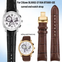 20mm 21mm 22mm For Citizen BL9002-37 05A BT0001-12E 01A BL8003-05A cowhide watch band curved end watch strap Replace accessories
