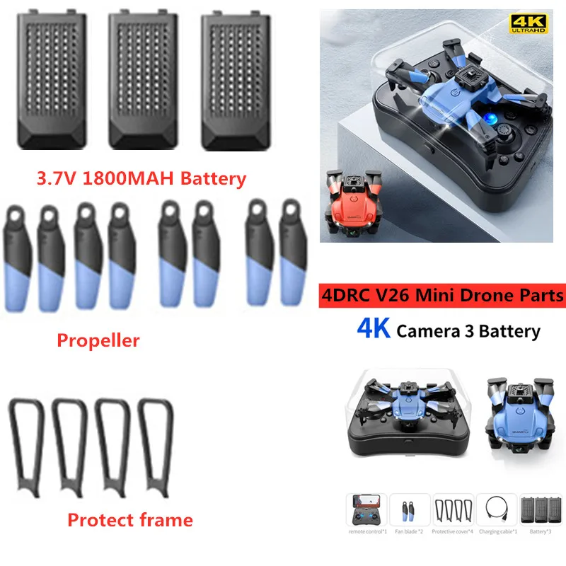 

4DRC V26 V-26 RC Drone Spare Parts 3.7V 1800MAH Battery For 4DRC V26 V-26 RC Drone Accessories V26 Dron Battery Blades USB Line