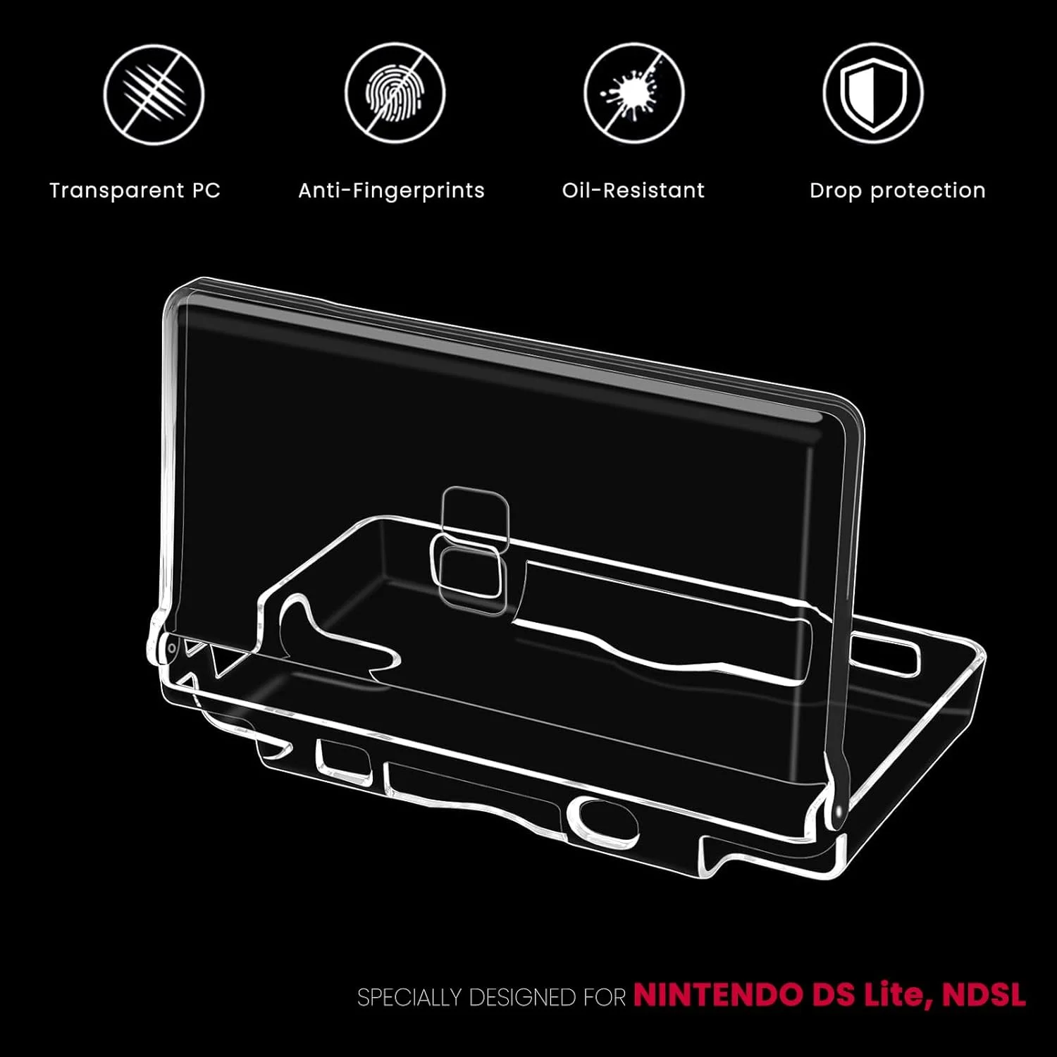 Crystal Hard Protective Case Shockproof Clear Shell for NDS Lite Console Stylus Pen, Anti-scratch Full Protection Game Accessory - view 2