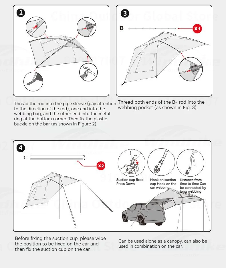 MOBI GARDEN Car Side Tent SUV Docking Camping Picnic Waterproof Sunscreen UPF50+ Convenient Black Advanced Canopy Awning Outdoor image 28
