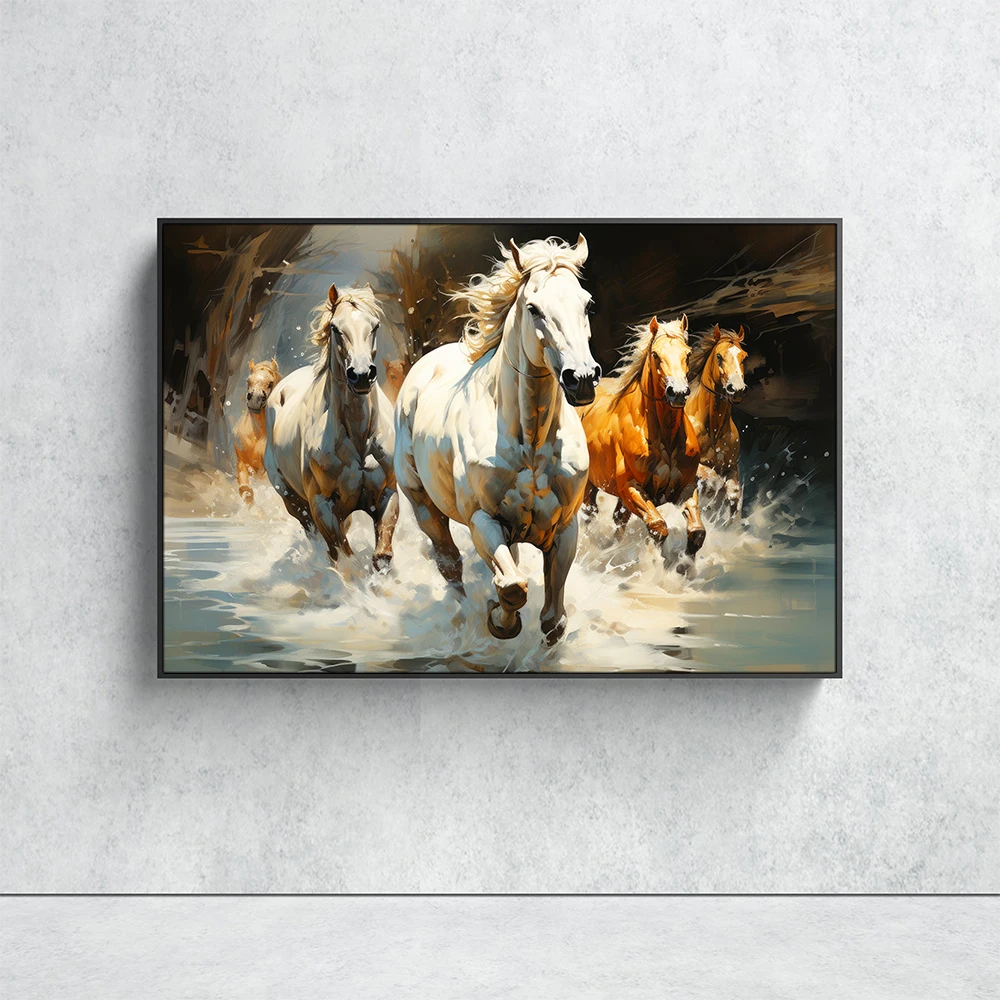 Running Horses Canvas Painting Wall Art Poster Canvas Wall Mural Home Room Decor Items Illustration