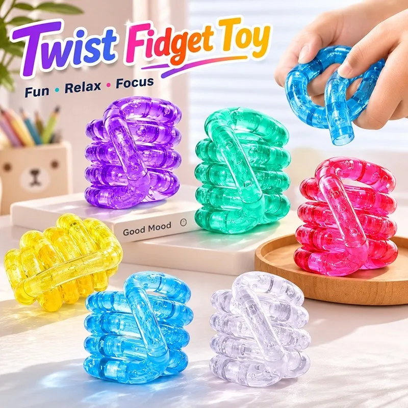 Deformable Rope Tangle Fidget Toy Colorful Finger Fidget Twist Toy Creative Party Gifts Stress Relieving Focus Train Tangle Rope