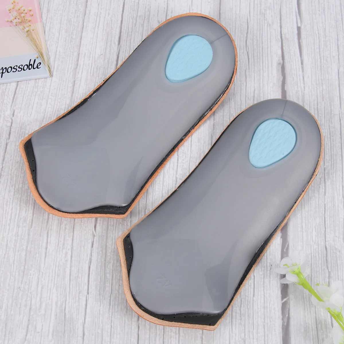

1 Pair Half Pad Premium Foot Insoles For Flat Feet Arch Support Shoe Inserts Size 43-44 Brown Arch Support Pads Foot Care Tools