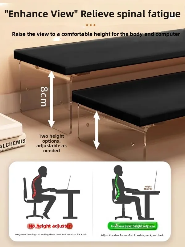 Elevated Computer Monitor Stand Office Desktop Notebook Keyboard Storage Rack Modern Minimalist Design High Aesthetic Value