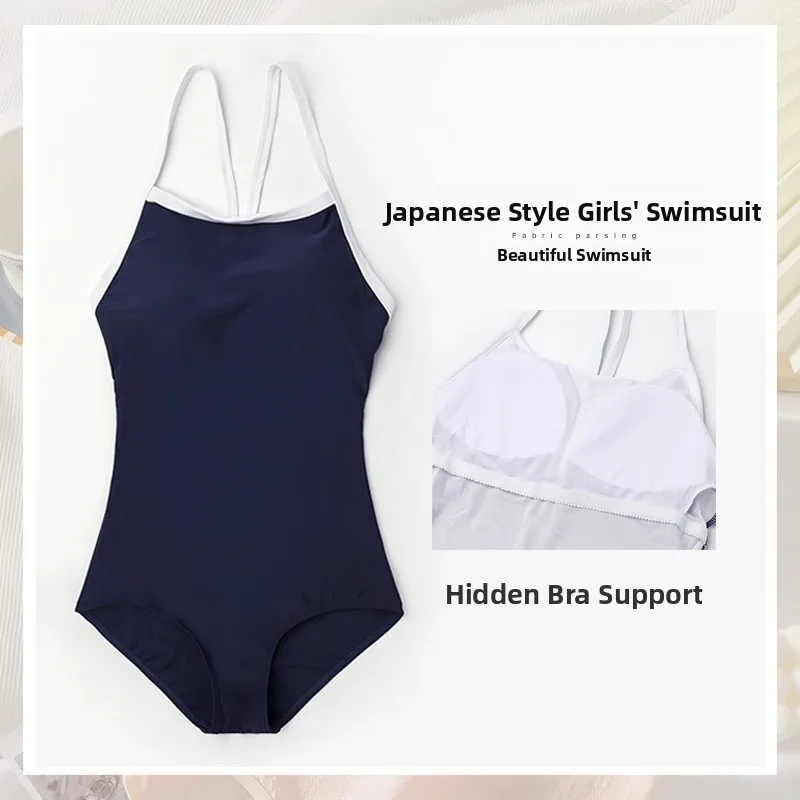 Girls' One-Piece Swimsuit  Thermal Holiday Sexy Pure Desire with Shoulder Strap And Chest Pad Quick Dry No Sleeve