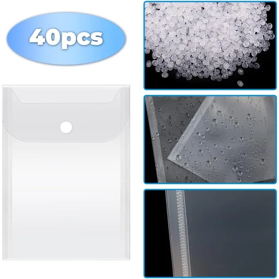 40 حزمة من جيوب تخزين الطوابع والقالب، مغلفات بلاستيكية صغيرة قابلة لإعادة الاستخدام، منظم ملصق مقاوم للماء، حامل الإيصالات، تخزين الصور