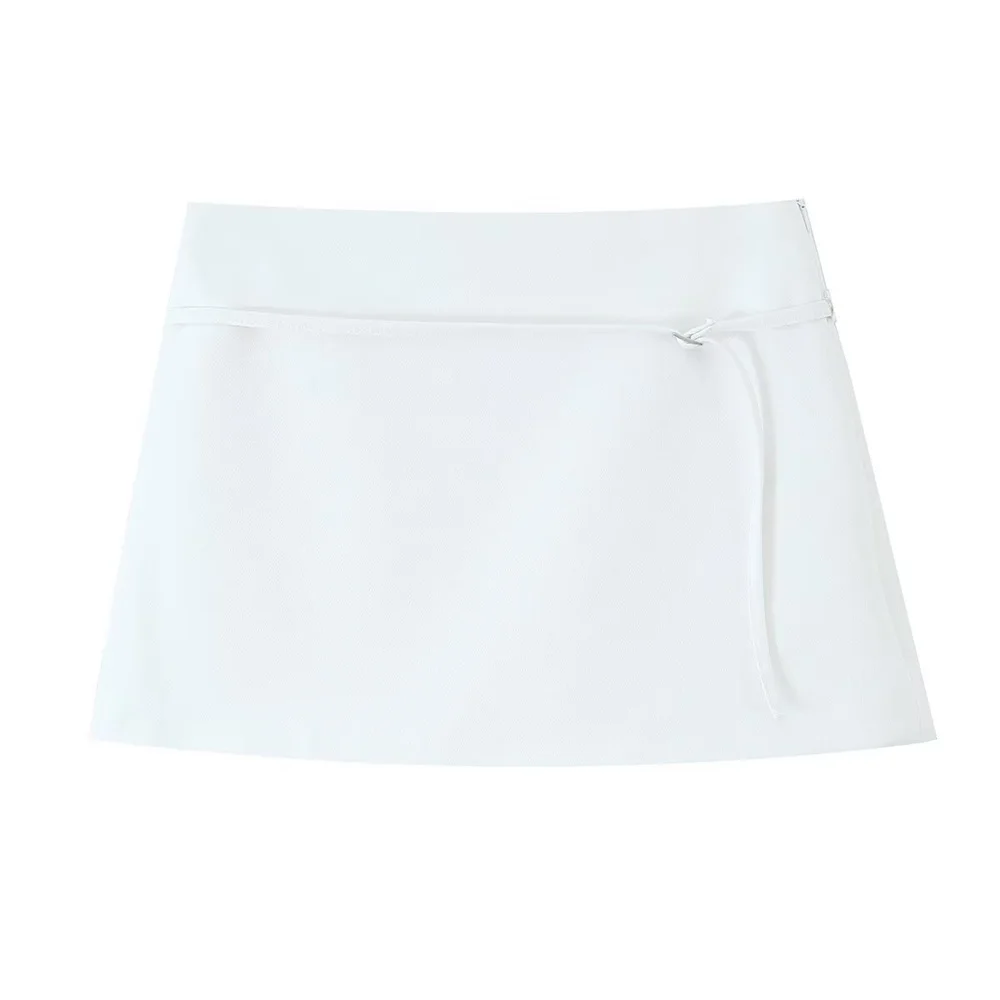 Jupes élégantes et simples pour femmes, couleur unie, fermeture éclair, ceinture, décoration, décontractées, polyvalentes, taille moyenne, nouveau produit