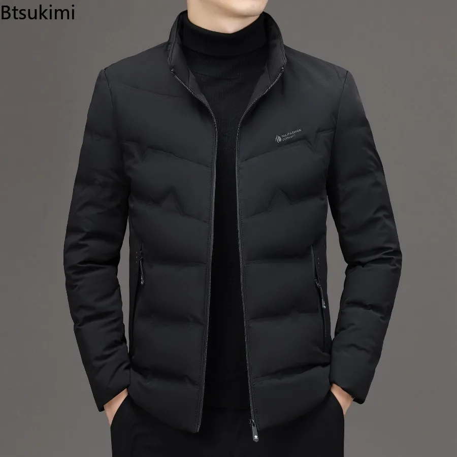 2025 Men's Lightweight Down Jackets Autumn Winter Fashion Slim Fit Stand Collar Puffer Coats Windproof Warm Cotton-padded Jacket