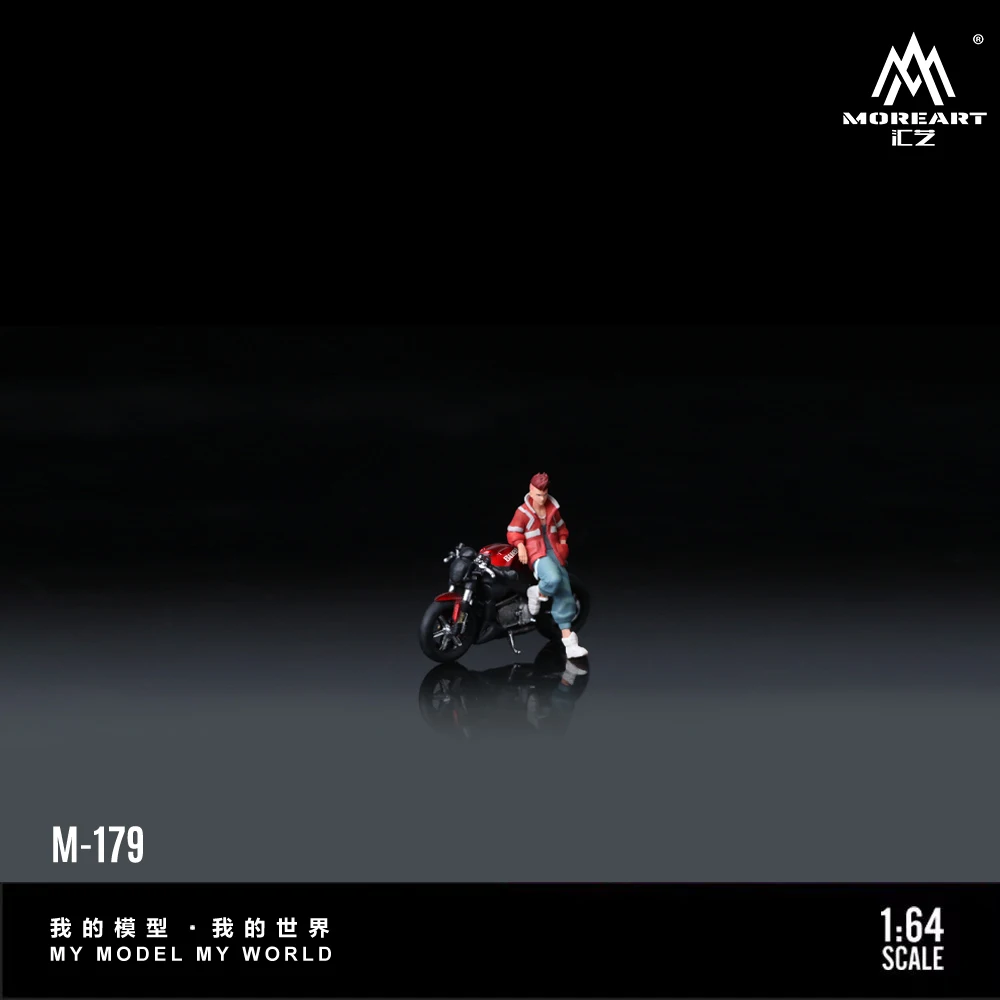 MoreArt 1:64 R6 BUELL XB12S Red Motorcycle Beauty Figure Resin Model, Miniature Scene Decoration Gift&Display