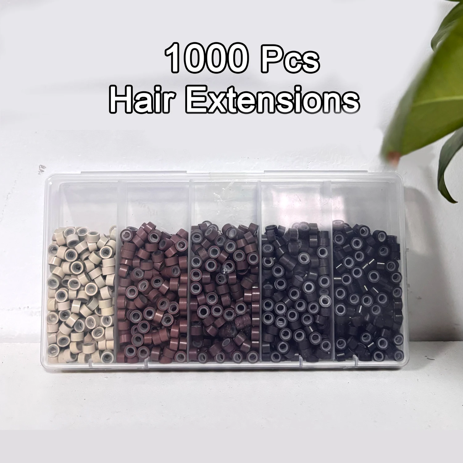 New 1000Pcs Silicone Beads for Hair Extensions, 5Colors Silicone Lined Beads Microlink Rings Hair Extensions Tool Christmas gift