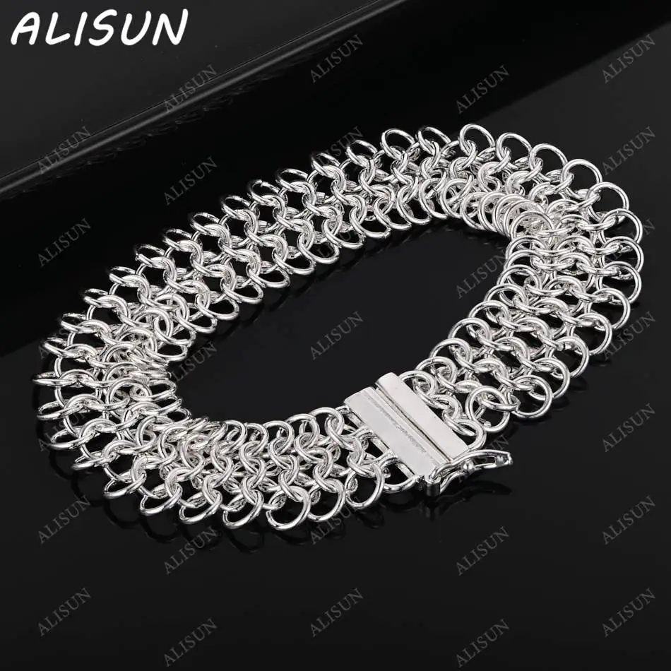 

ALISUN 925 Sterling Silver Circle Chain Bracelets For Women Anniversary Gift Popular Wild Fashion Romantic Jewelry