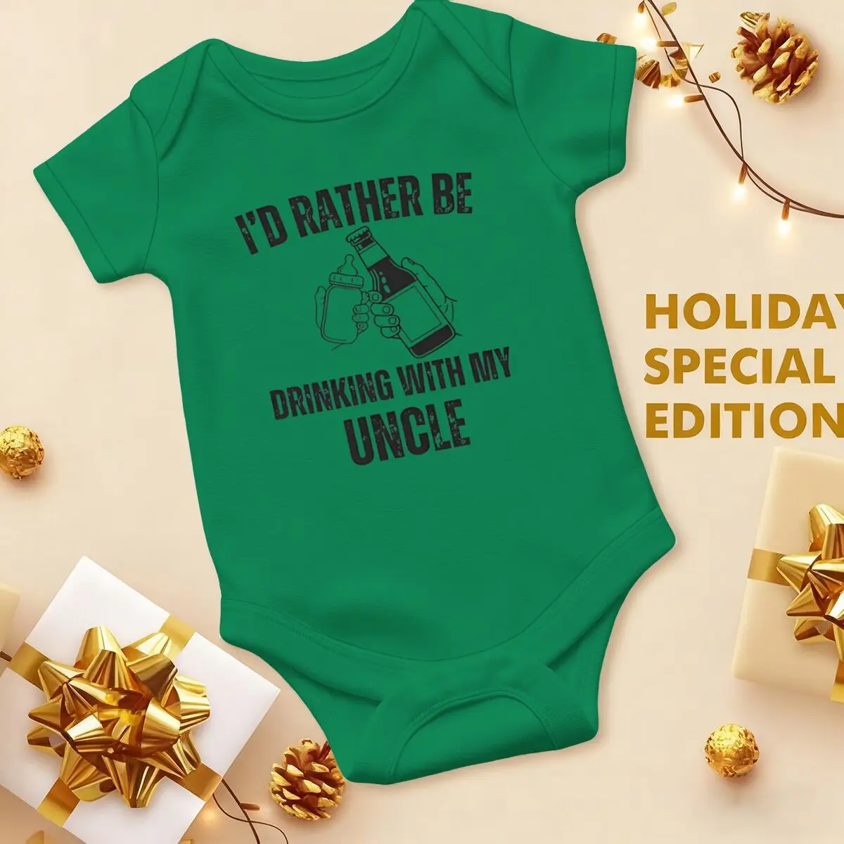 أفضل أن أشرب مع العم الخاص بي طقم قطعة واحدة مضحك العم الطفل ارتداءها قصيرة الأكمام القطن الوليد فتاة الصبي داخلية