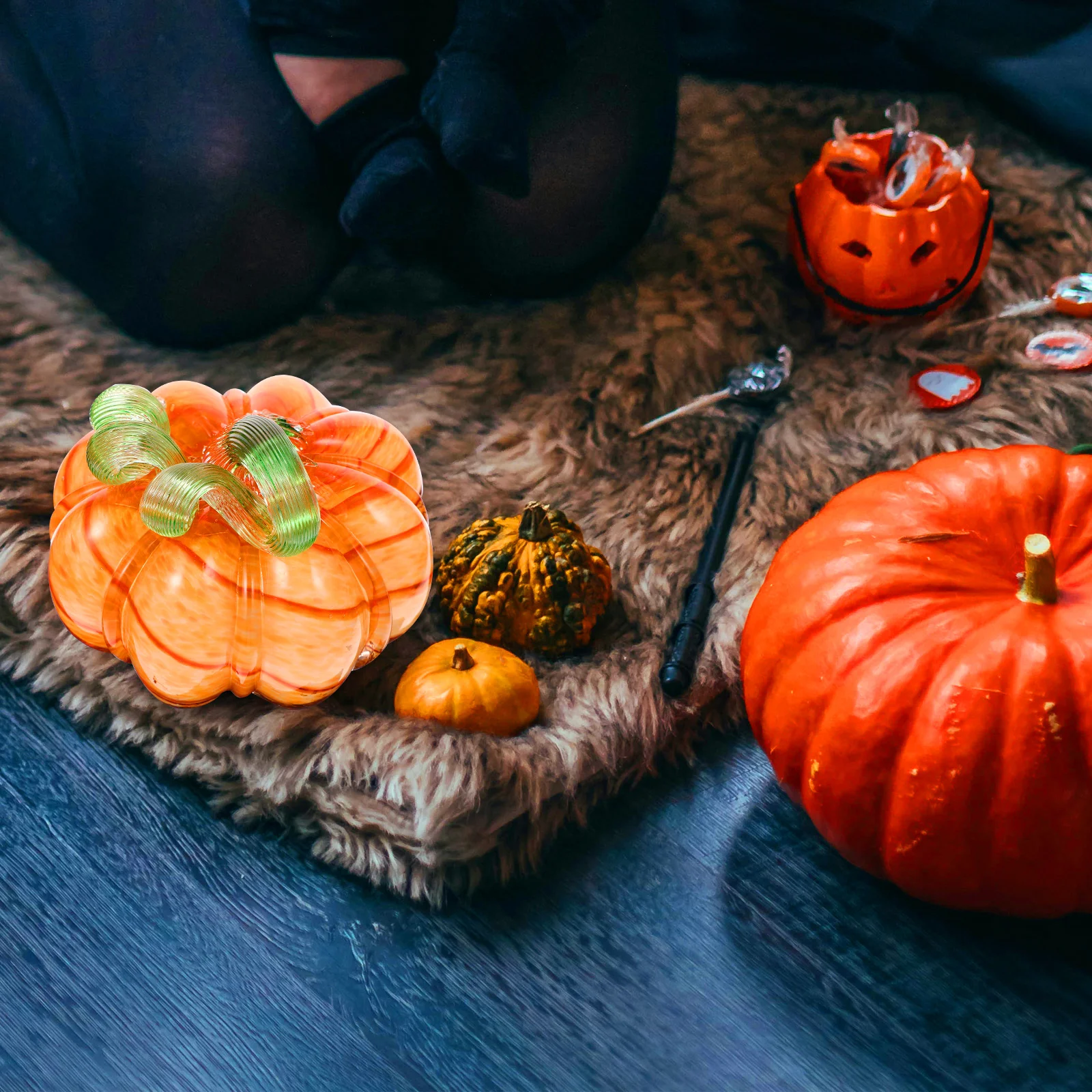 

Glass Artwork Pumpkin Ornaments Artificial Pumpkins Decorative Table Decorations Fall