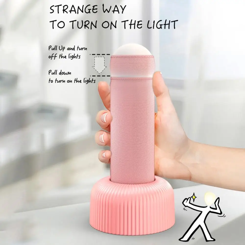 Funny 1200mAh LED Night Light Hand Pull Switch Column Shape Atmosphere Table Lamp PP Rechargeable Sleep Night Lamp Desk Table