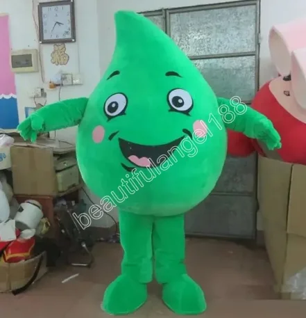 

New Adult Hot Sale Green water drop Doll Fancy Dress Cartoon Mascot Costume Plush Christmas Fancy Dress Halloween Mascot Costume