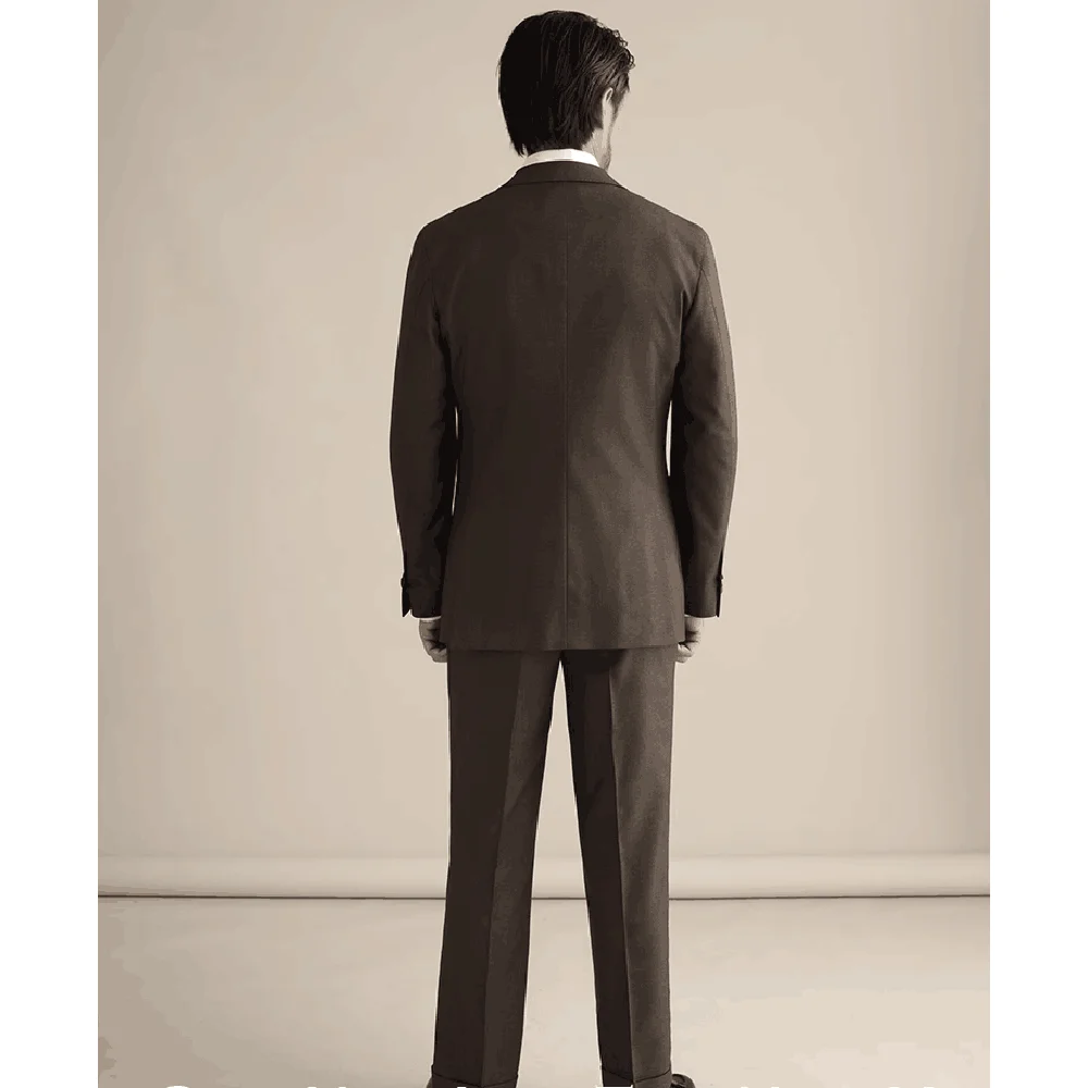 2023 New Men Suits 2 Pieces Slim Fit Casual Business Formal Brown Notch Lapel Tuxedos for Wedding Groomsmen (Blazer+Pants)