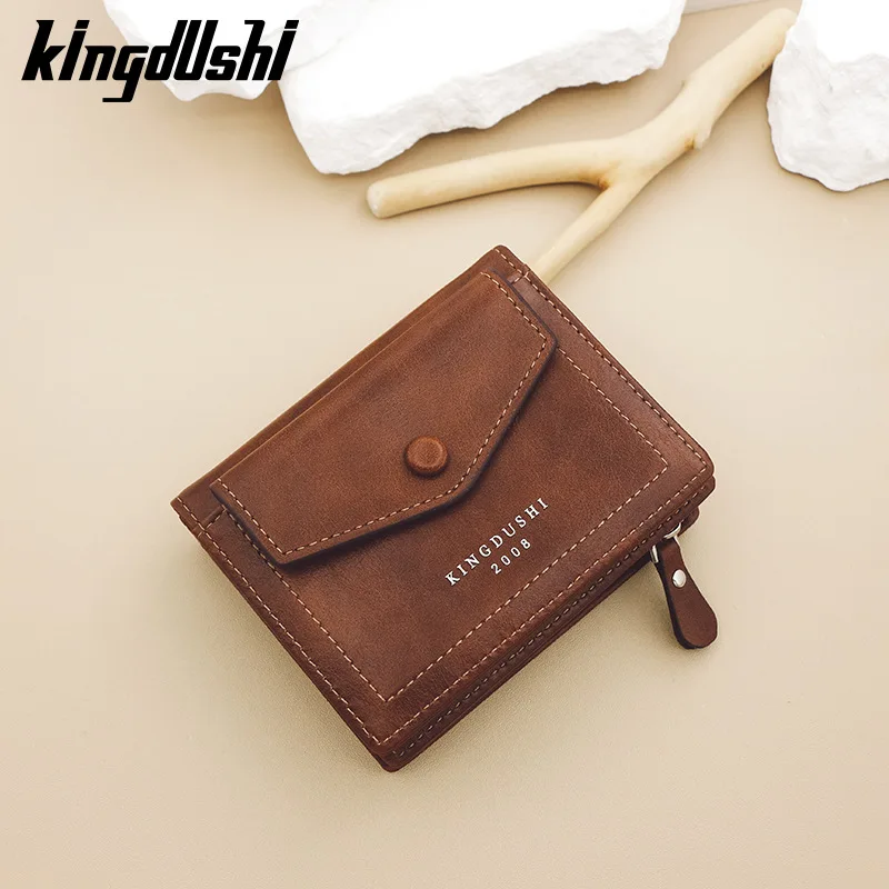 

New men's wallet, short zipper vertical thin card bag, fashionable multi-card mini change bag.